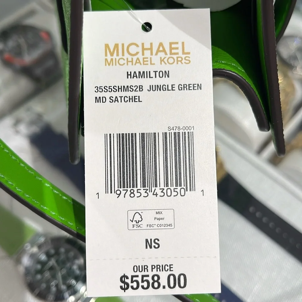Michael Kors Hamilton Medium Signature Logo Satchel
Jungle Green 
NWT - Picture 10 of 16